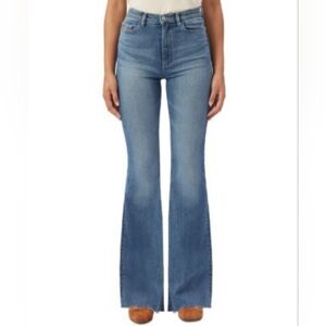 DL1961 Denim Rachel Flare Ultra High Rise Jean Size 28 Mid Raw Wash Tall